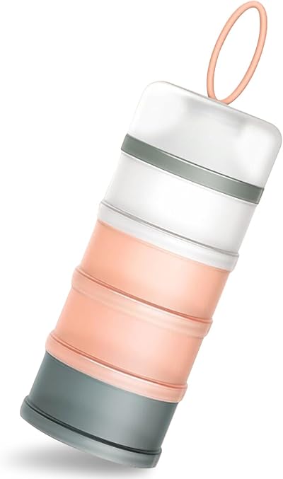 Queta Portable Infant Milk Dispenser 4 Layer 480ml Pink Stackable Boxes