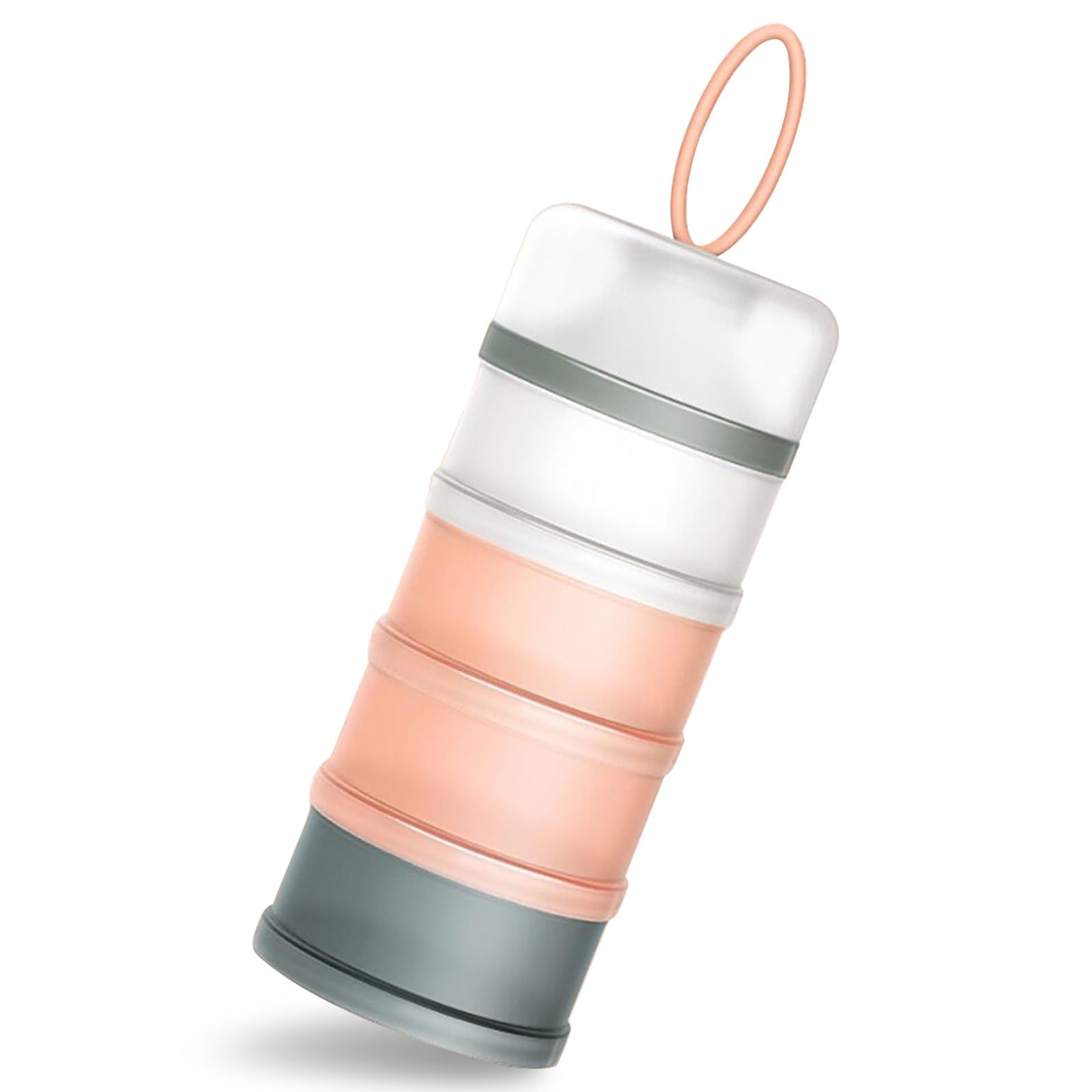 Queta Portable Infant Baby Powder Milk Dispenser, Stackable Boxes, 4 Layers Cereal/Food/Fruit/Snack Container Breastfeeding 480ml (Pink)