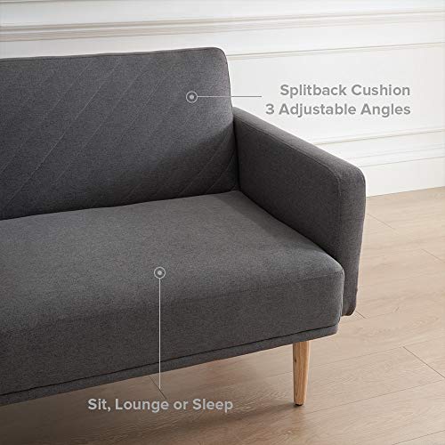 Mopio Chloe Convertible Futon Couch Bed, Fabric Tufted Modern Sofa Sleeper with Tapered Wood Legs, 69" W, Perfect Suit for Your Living Room, Dark Gray - Thumbnail 5