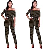 Women Off Shoulder One Piece Bodycon Bandage Long Pants Jumpsuits Rompers