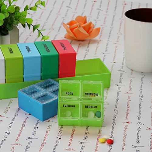 STEVOY-Pill-Box-7-Days-28-Compartments-Pill-Organisers-Free-BPA-Pill-Box-Large-Capacity-Medicine-OrganiserVitamin-CaseTravel-Reminder-HolderMedication-Dispenser-Container