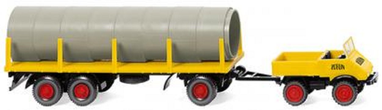Wiking 039205 Unimog U411 with Stanchion Trailer Zublin