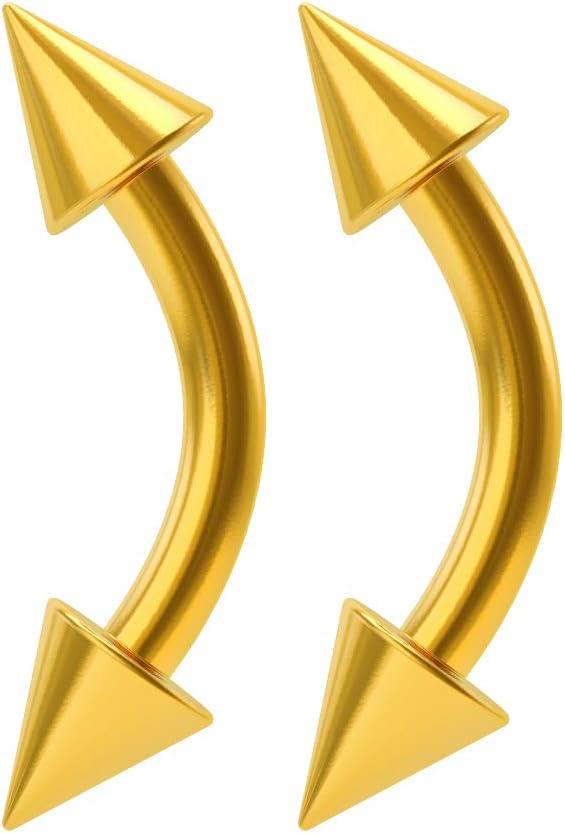 Bling Piercing2pc 16g 1.2mm Vertical Labret Bar Curved J-Curve Barbell Earrings Eyebrow Gold Cartilage Bar Daith Piercing Jewellery 6mm