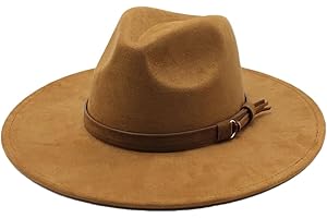 REHJJDFD Women Men Cowboy Hats Flat Brim Soft Hat Casual Jazz Hat Wide Brimmed Felt Panama Hat