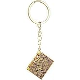 Caiyao Holy Bible Book Keychain metal Openable Prayer Bible Verse Religious Christian Keychian for Men and Women