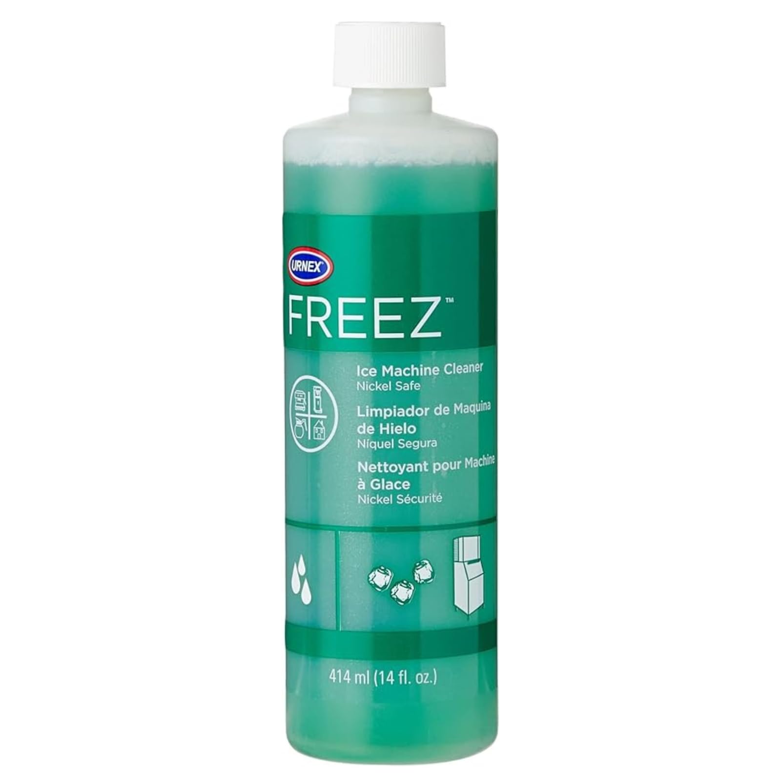 Urnex 15-FRZ14 Freez Cleaner-414ML-5 Use-Nickel Safe Formula Commercial Ice Machine Cleaner, Plastic White 14 Ounce