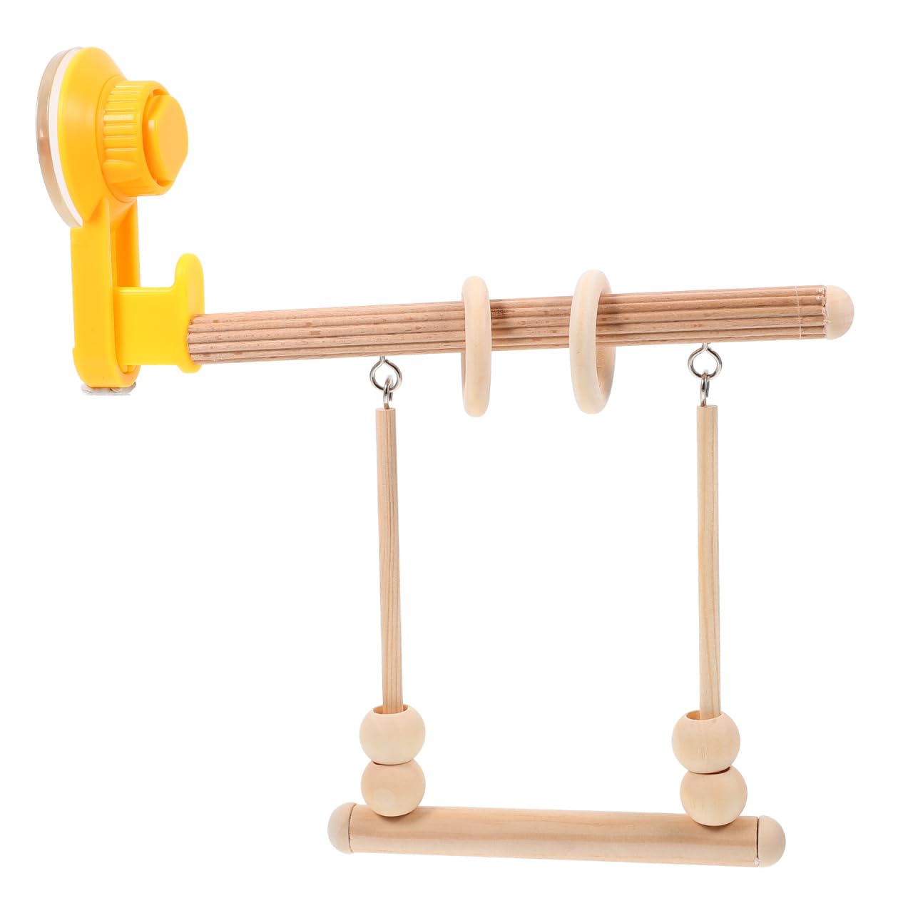 HANABASS Wooden Bird Perch Stand with Suction Cup for Window Mounting Multi-Functional Parrot and Parakeet Training Perch Indoor Bird Toy Accessory for Secure Grip and Play