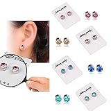 4 Pairs of Weight Loss Crystal Fake Earrings Healthy Stimulating Acupoints Stud Magnetic Therapy (4 Colors in 1: Champagne, Pink, Royal Blue, Lake Blue)