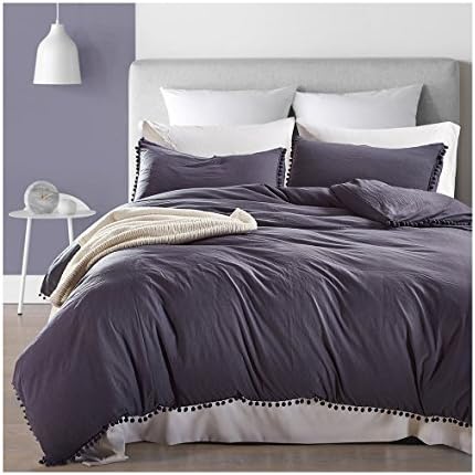 3 PCS Duvet Cover Set Opcloud Stone Washed Brushed Luxury 100% Super Soft Microfiber Bedding Collection (King, Navy)