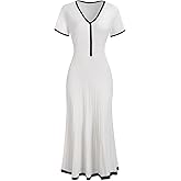 Women Knit Summer Dress V Neck Crop Top Midi Pleated Dresses Casual Beach Outfit for Office