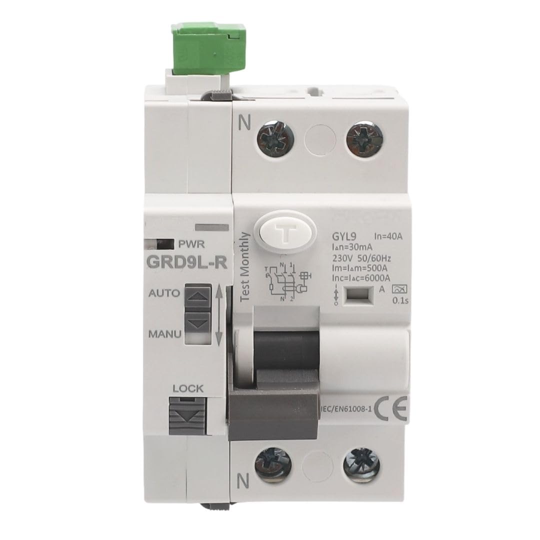 Superimmunized Auto Rearmable Differential Switch 2P 40A 30mA 6Ka, Trip Switch Circuit Breaker. Automatic Rearme Differential Class A. Super Immunized Auto Reconnect RCCB
