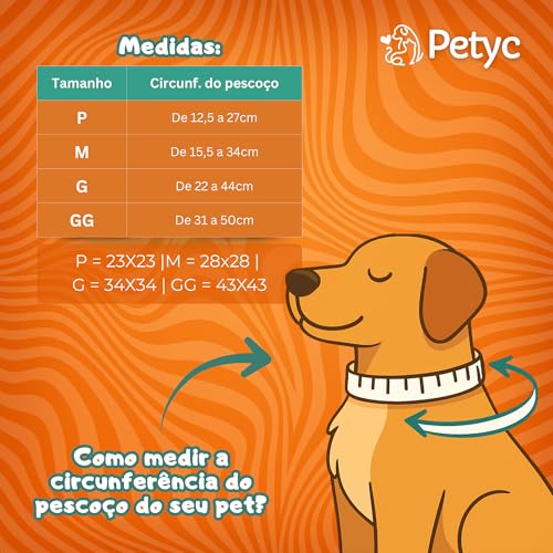 Colar Elizabetano Cães e Gatos PETYC Ajustável Confortável Pós-Cirúrgico Proteção Essencial (Verde - Abacate, P)