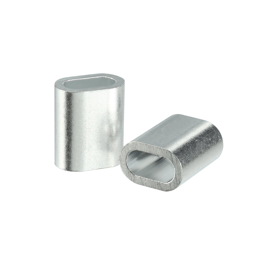 sourcingmap Aluminum Crimping Loop Sleeve Oval for 1/8" - 5/32" Wire Rope Pack of 25