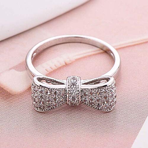 SMALLE ◕‿◕ Women Jewelry Rings, Simple Elegant Sterling Silver White Bowknot Ring Ornaments Wedding Ring