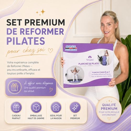 Yosana Pilates Board I Reformer for Home I Fitness Board 8 in 1 Foldable and Portable I Abdominal Trainer with Knee Cushion, Resistance Bands and Pilates Bar I Design
