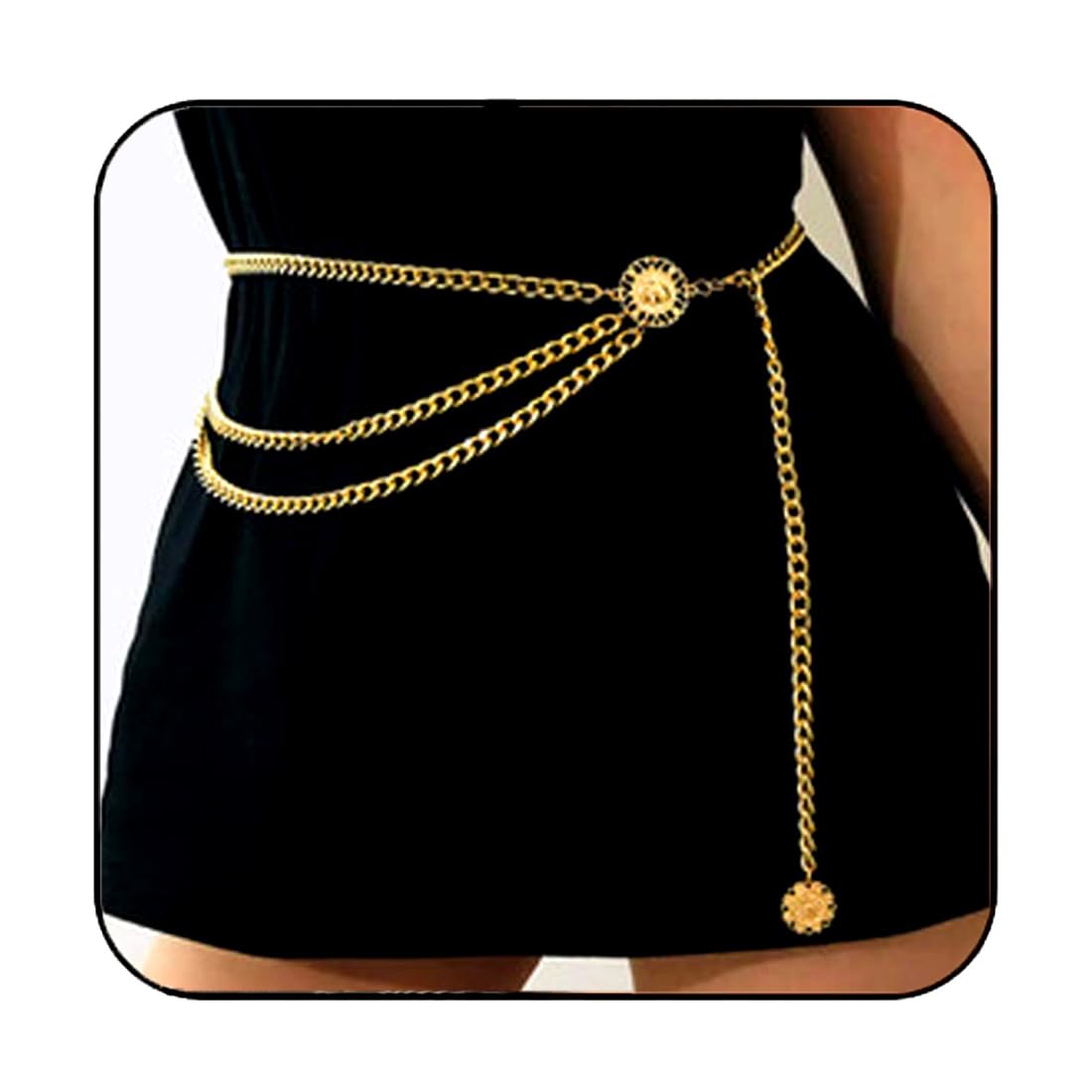 Jovono Layered Waist Chain Gold Sequin Body Chains Fashion Belly Jewelry for Women