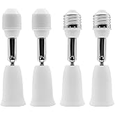E27 Light Socket Extender - 4.5 Inch Adjustable Vertical 90-Degree Extension, 1/2/3/4Pcs Options (White)