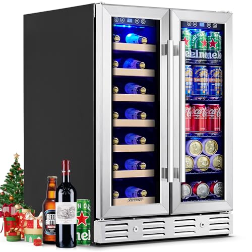 Kalamera 24 inch Wine Fridge Hold 21 Bottles and 75 Cans, Dual