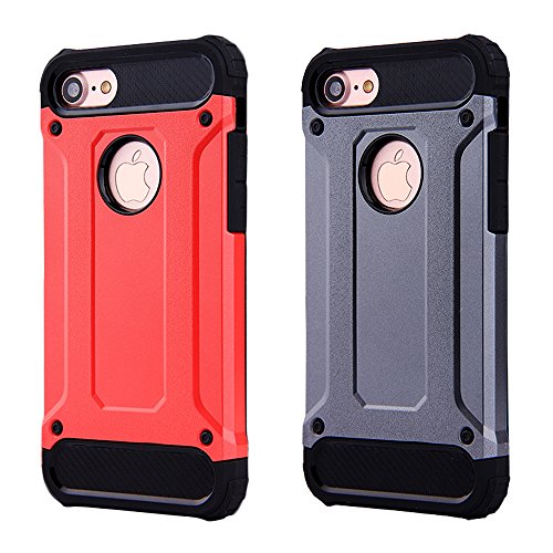 iPhone 7 Plus Case Slim Rugged Shockproof with Heavy Duty Protection - Red &amp; Grey