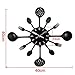 UNIQUEBELLA Metal Kitchen Cutlery Utensil Wall Clock Spoon Fork Home Decor Wanduhr horloge murale Deep Purple