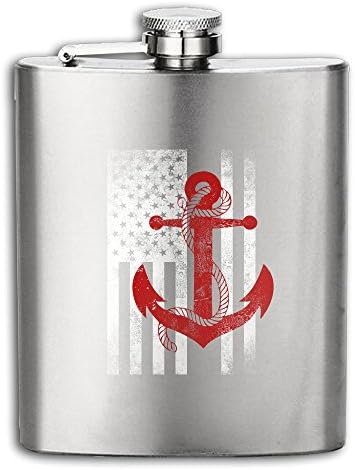 Sailor Boat Anchor Boating - America USA Stainless Steel Pocket Flagon Shot Flask Hip Flask Wine Pot 7OZ