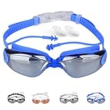 ilooper Swimming Goggles Anti Fog UV Protection with protective case, Ear Plugs, Anti-shatter No Leaking Swim Goggles for Adult Men Women Youth Kids Child