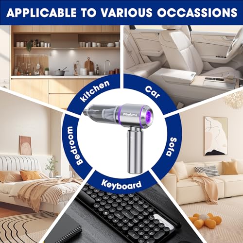 Wirelume Handheld Car Vacuum Cleaner Cordless Powerful 22000Pa Strong Cyclonic Suction Blowing Brushless Motor Mini Hand Held Portable Rechargeable Lightweight for Pet Hair Vehicle Home Office Purple