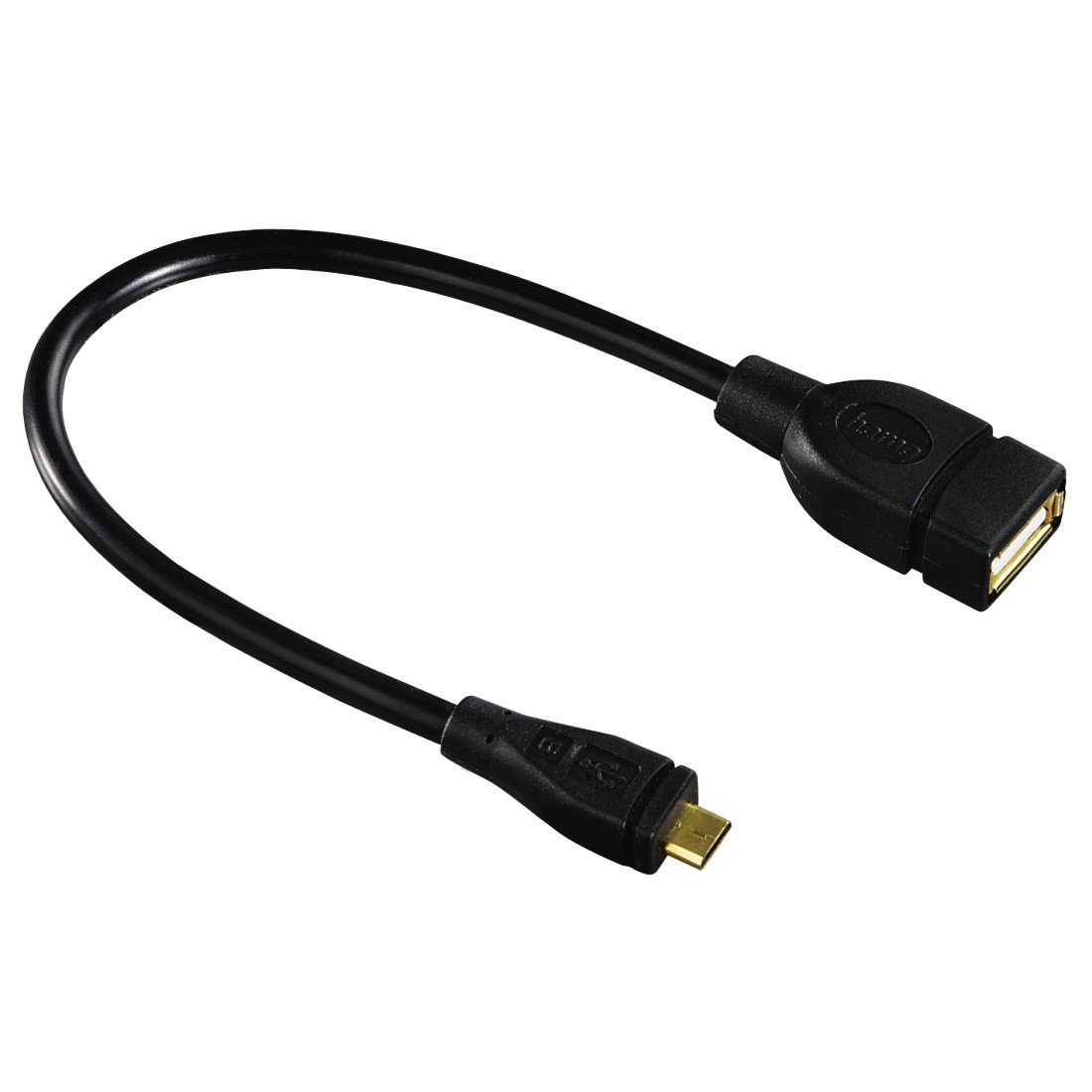 Hama - USB 2.0 Adapter Cable, OTG, micro B plug - A socket, 15 cm, black - Silver (1 Accessories)
