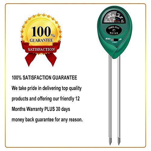 Soil pH Meter, 3-in-1 Soil Test Kit For Moisture, Light & pH, A Must Have For Home And Garden, Lawn, Farm, Plants, Herbs & Gardening Tools, Indoor/Outdoors Plant Care Soil Tester (No Battery Needed)