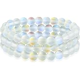 Bling Jewelry Unisex Stackable Set Of 3 Gemstone Round Bead 8MM Stretch Bracelet For Women Teen Men Multi Strand Stacking Adjustable