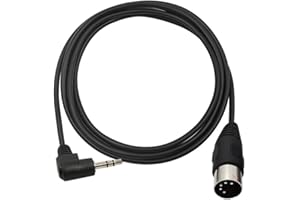 MTUERANC 5Pin DIN Cable, DIN 5Pin MIDI Male to 3.5mm TRS Male Stereo Plug 90 Degree Angle Audio Connection Cable for Sound Card Keyboard Piano Drum Recording, Black (3M/10Feet)