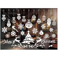 Honch Christmas Window Clings Window Stickers Christmas Window Decorations Snowman Snowflake Santa Claus Reindeer Elk Static Stickers for Glass Windows (N)