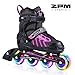 2PM SPORTS Brice Pink Adjustable Illuminating Inline Skates with Full Light Up LED Wheels, Fun Flashing Roller Skates for Kids Girls and Boys - Pink M