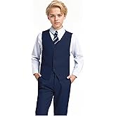 Yanlu Toddler Boys Formal Suits Set,Vest Pants Dress Shirt and Tie for Kids Boy Wedding Ring Bearer Oufit