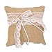 ULTNICE 20 x 20cm Hessian Burlap Wedding Ring Bearer Pillow Cushion (Brown)