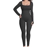 WINHUNT Women Workout Seamless Jumpsuit Yoga Ribbed One Piece Long Sleeve Leggings Romper