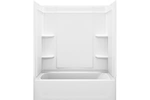 STERLING, a KOHLER Company Ensemble Medley, Series 7132, 60-Inch x 32-Inch x 75-Inch Bath/Shower with Left-Hand Drain, White