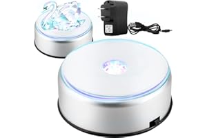 Watris Veiyi 4" LED Colorful Rotating Display Base Stand for Crystals Glass Art and Cup