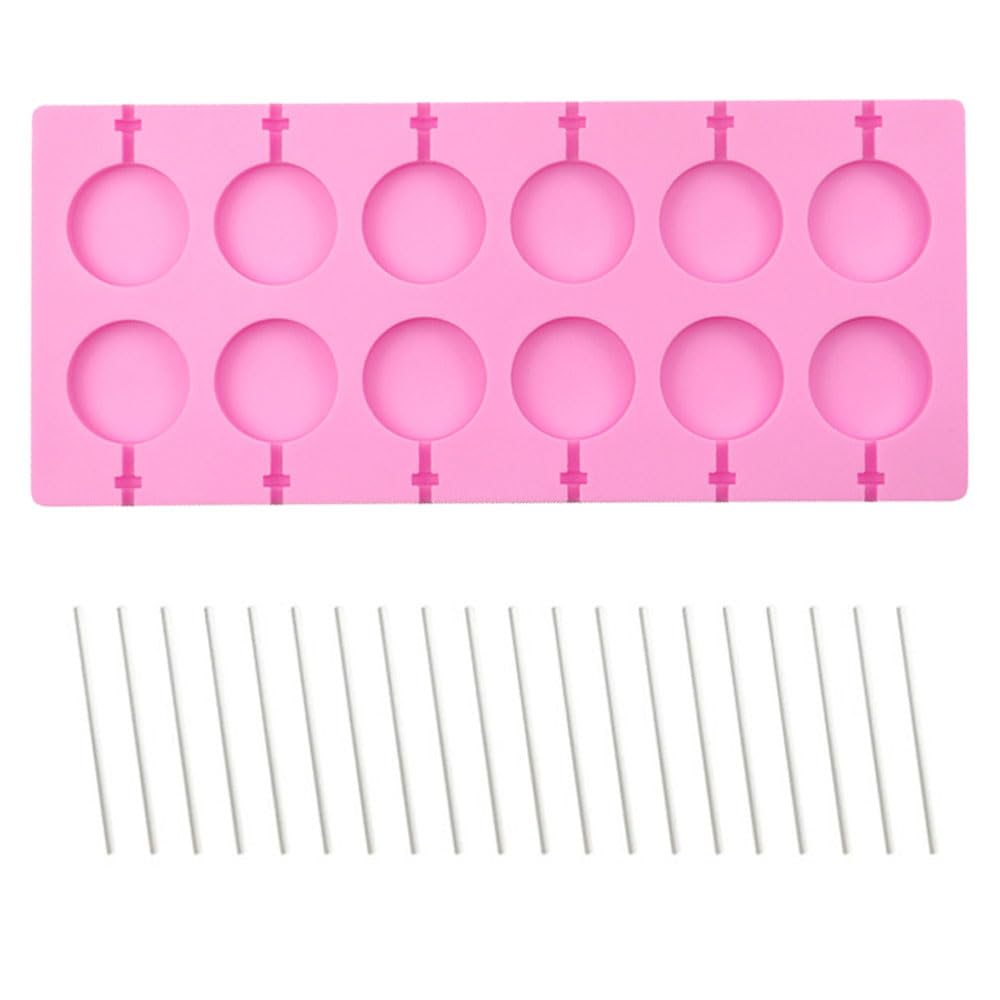 XUELIYUN 12 Cavity Silicone Lollipop Mould with 40 Lollipop Sticks Silicone Mold Round Silicone Mold Silicone Lollipop Mould for Making Chocolate Lollipop Candy Ice Cube Party