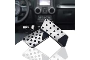 NYZAUTO Compatible with Non-Slip Foot Pedal Pads Jeep Wrangler 2007-2018 JK JKU ,AT No Drilling Aluminum Brake and Accelerator Pedal Covers