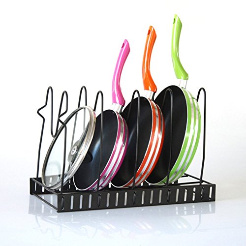Pot Pan Organizer Rack Holder ,MakerHawk, Kitchen Cookware Cabinet Countertop Lid Organizer Holder Rack Storage Heavy Duty Adjustable