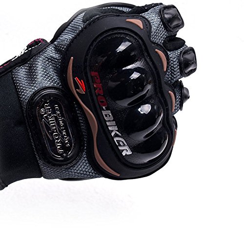 Tonsiki Carbon Fiber Motorcycle Motorbike Cycling Racing Full Finger Gloves (Grey, M)