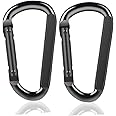 DELSWIN Heavy Duty Black Carabiner Clip - 900lbs, 3" Carabiners D Shaped Spring Hooks