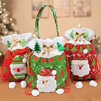 AYUQI Cotton Christmas Present and Candy Bags Christmas Party Decorations Treat Candy Bags 3Pcs