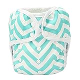 One Size Cloth Diaper Cover Snap With Double Gusset (Green Chevron)
