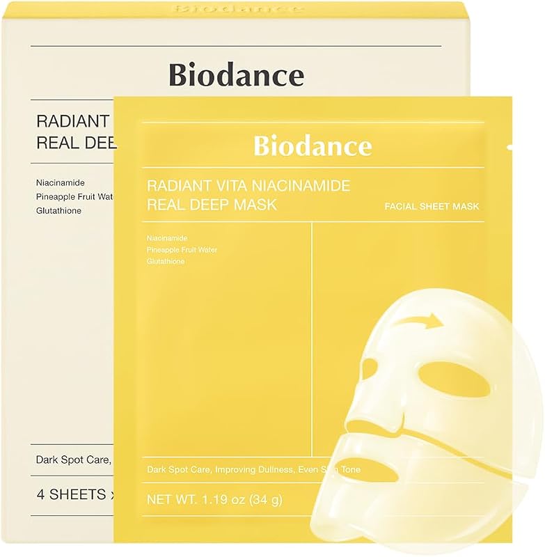 Radiant Vita Niacinamide Real Deep, Masque Visage Hydrogel, Masque de Nuit, Éclat du Teint et Texture de Peau Affinée, K-Beauty Coréenne, 4 Masques
