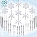 LimBridge 48 Pack Chrismtas Tree Hanging Crystal Clear Snowflakes Glitter Silver Icicles Shatterproof Ornament Decoration Set