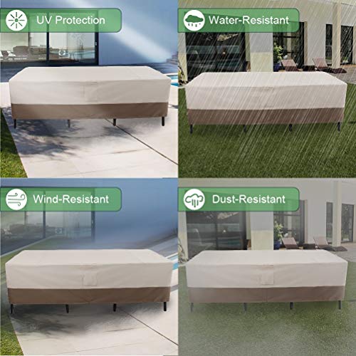 PHI VILLA Patio Furniture Set Covers Waterproof, Outdoor Dining Table