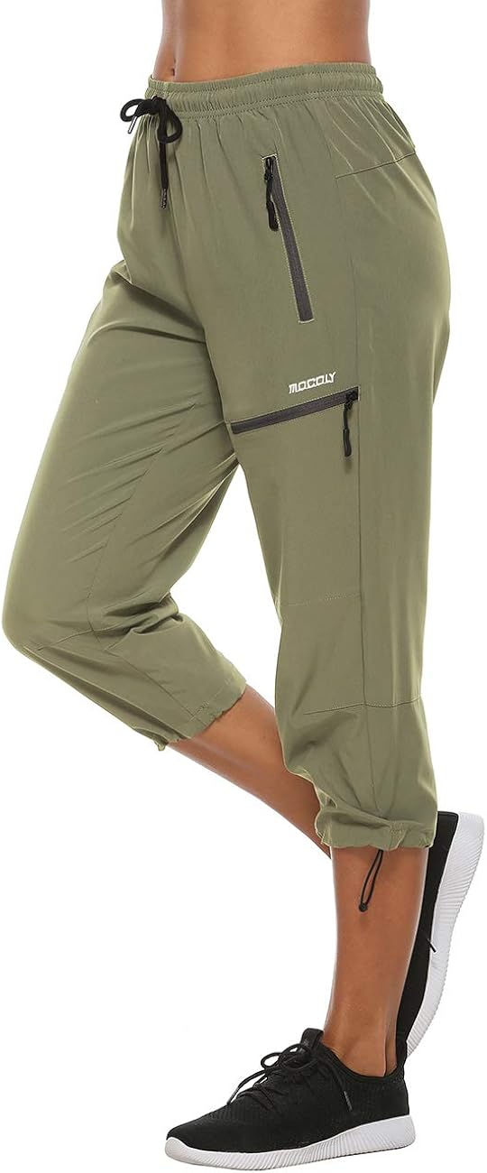 MOCOLY Women's Cargo Hiking Pants Elastic Waist Quick Dry Lightweight Outdoor Water Resistant UPF 50+ Long Pants Zipper at  Women’s Clothing store