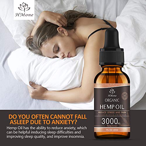3000mg Pure Hemp Oil Extract - Anxiety & Stress Relief and Sleep Aid - 100% Organic, Vegan, GMO-Free, Natural